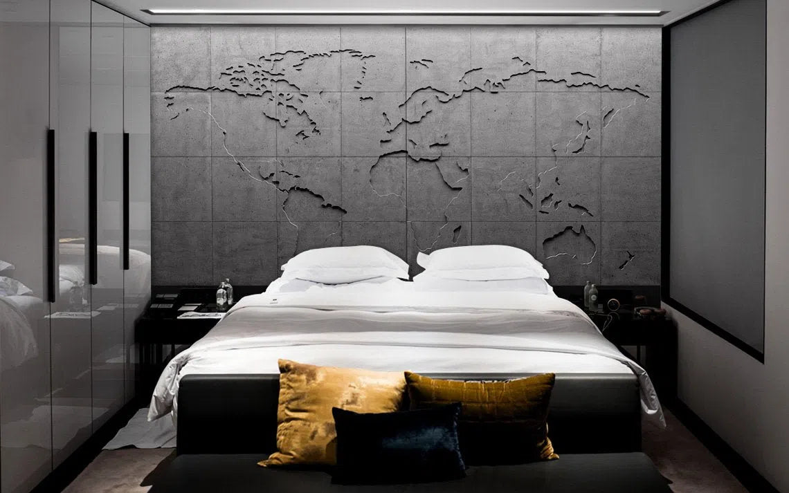 Map of the World - 3D Concrete Mural - DecorMania.eu