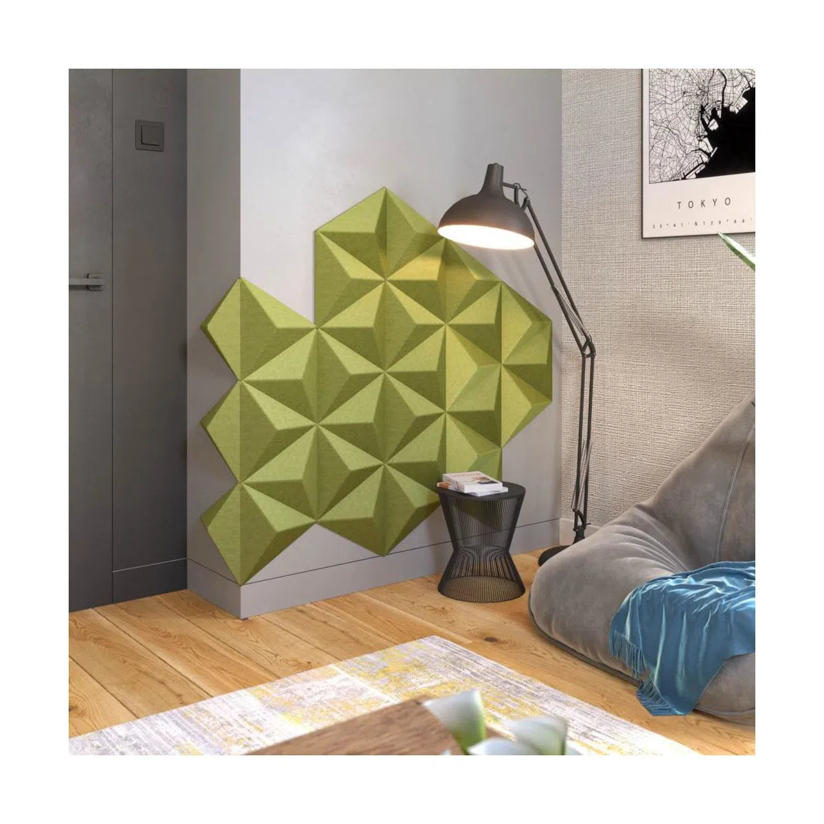 PYRAMID Felt 3D Panel - OLIVE 3pcs. - DecorMania.eu